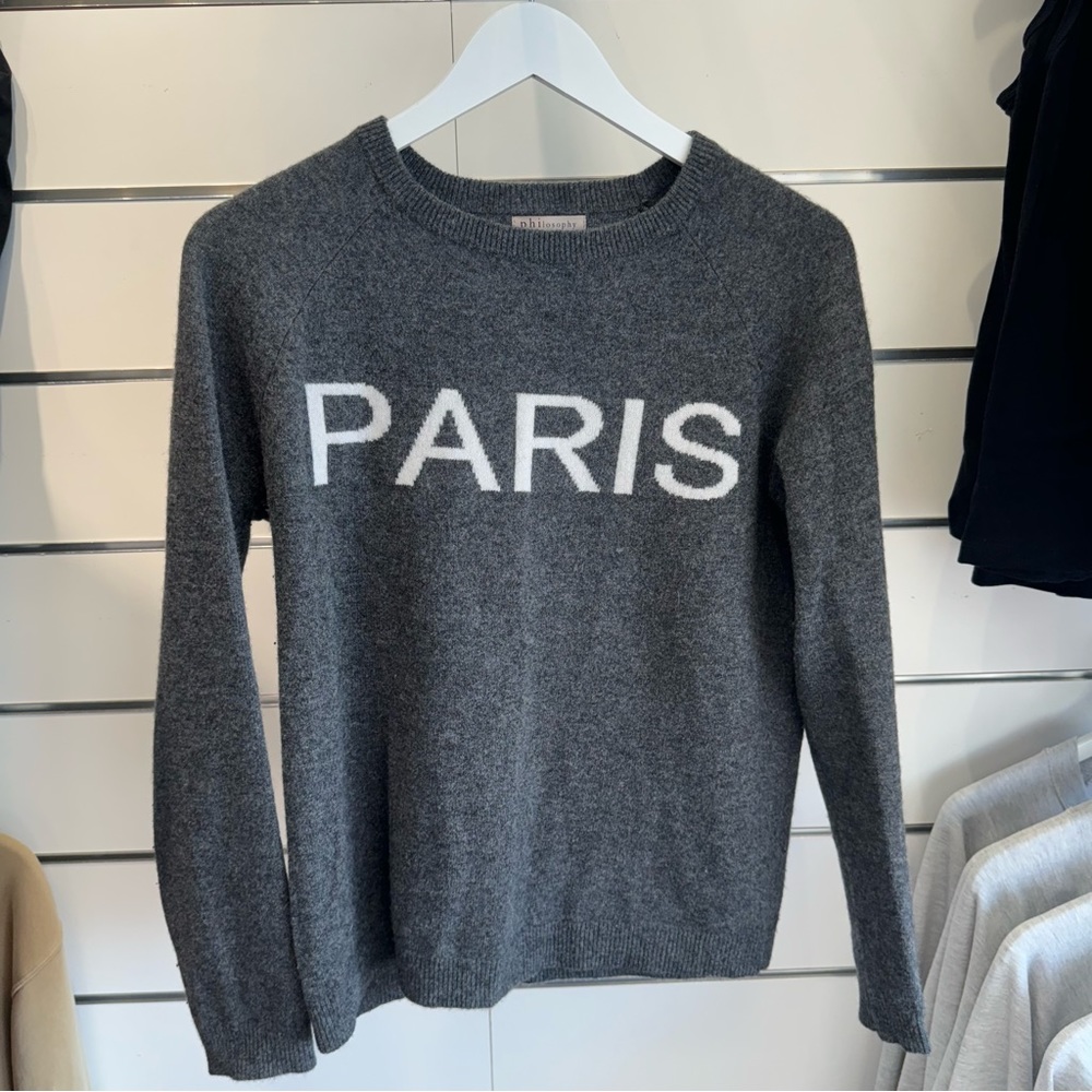 Philosophy Cashmere Paris Sweater. Size M - Dark Grey. Like New Barely Worn